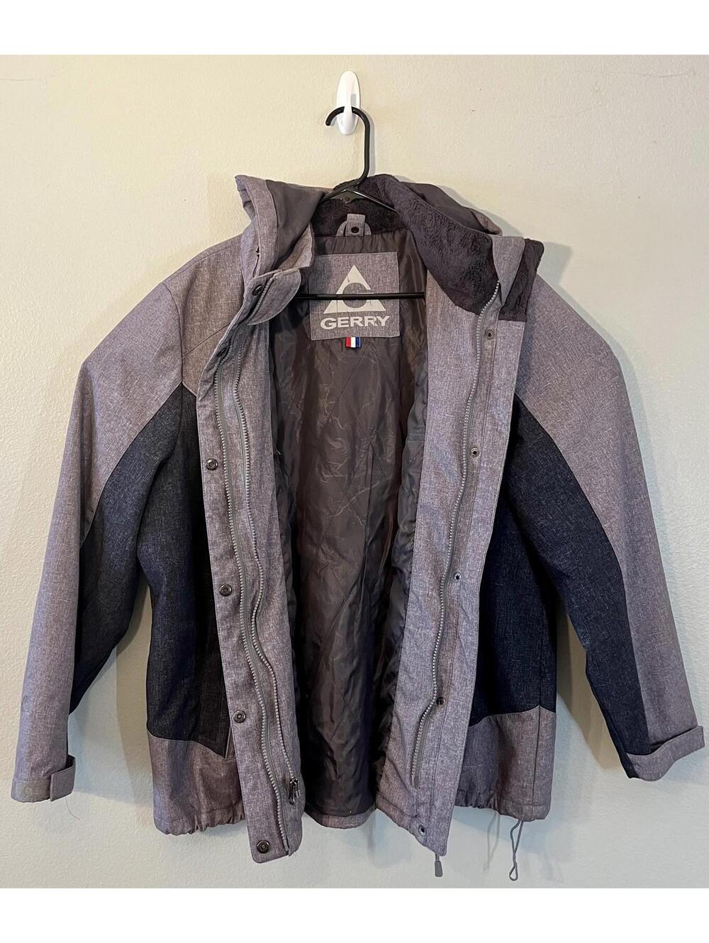 Gerry Jacket Mens M/L Gray Hooded Full Zip Insulated 3 in 1 Winter Coat Warm